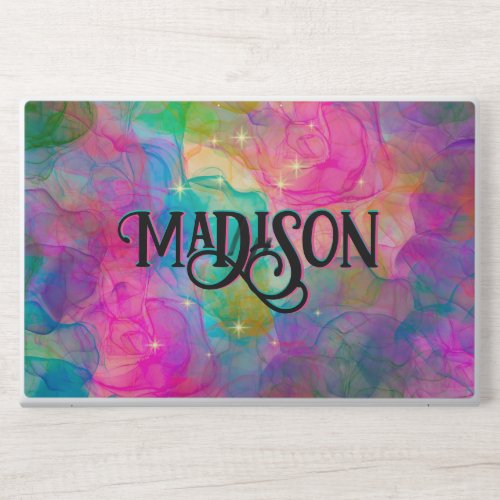 Elegant colorful marble art monogram throw pillow HP laptop skin