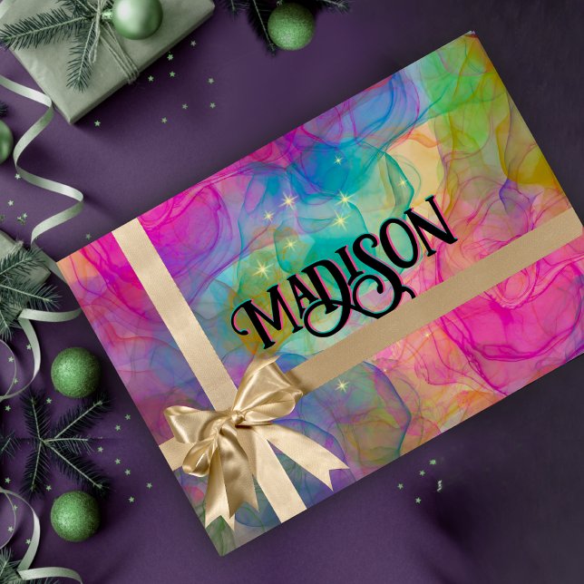 Elegant colorful marble art monogram wrapping paper sheets (Creator Uploaded)
