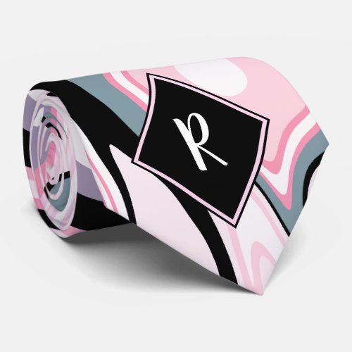 Elegant colorful marble pink purple black blue tie