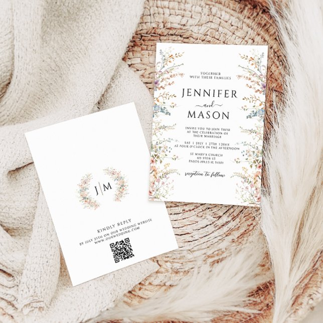 Elegant Colorful Meadow Flower Wildflower Wedding Invitation (Creator Uploaded)