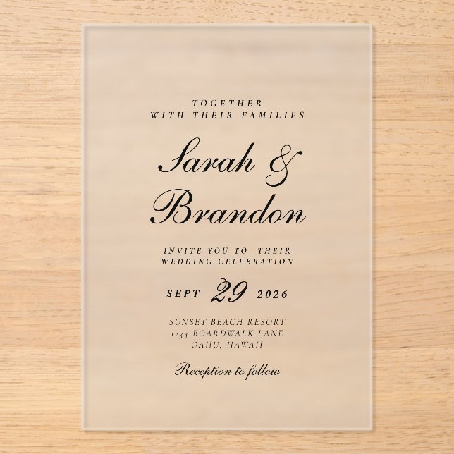 Elegant Colorful Minimal Script Wedding Invitation (Front)