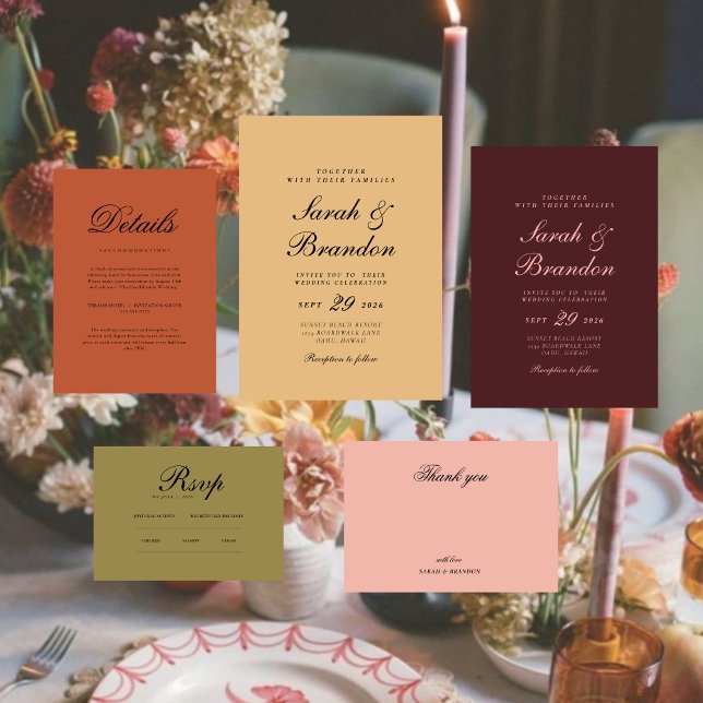 Elegant Colorful Minimal Script Wedding Invitation (Creator Uploaded)
