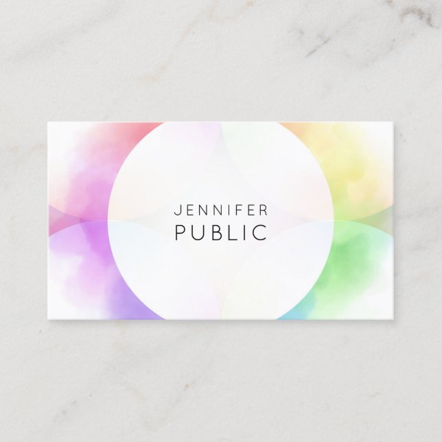 Elegant Colorful Modern Minimalist Professional Business Card (Front)