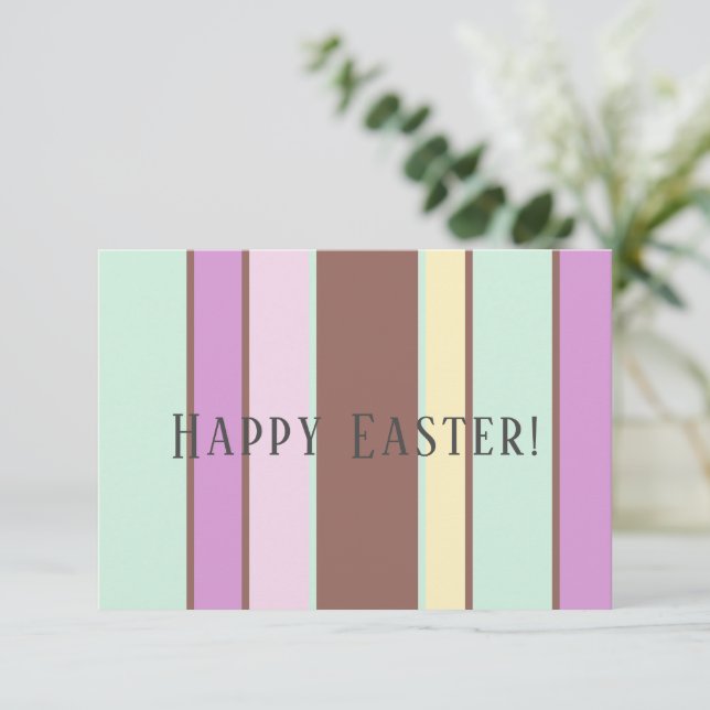 Elegant Colorful Modern Stripes Blue Easter Card (Standing Front)