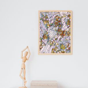 Elegant Colorful Mosaic Illustrated Bird Art Poster
