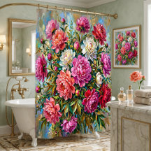 Elegant Colorful Painted Peony Flowers