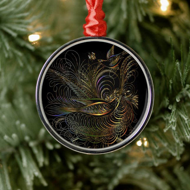 Elegant Colorful Partridges Metal Ornament (Tree)