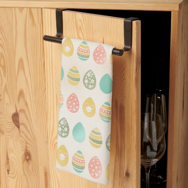 Elegant Colorful Pastel Eggs Spring Easter  Kitchen Towel (Thirds Fold)