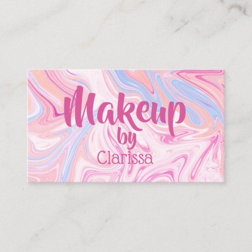 Elegant colorful pastel pink blue orange marble business card