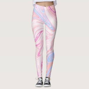 Elegant colorful pastel pink blue orange marble leggings