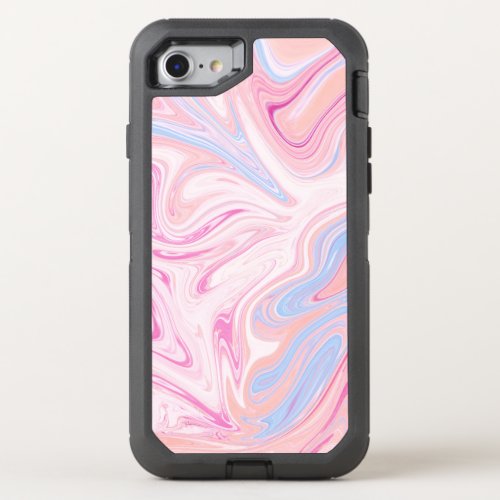 Elegant colorful pastel pink blue orange marble OtterBox defender iPhone SE87 case