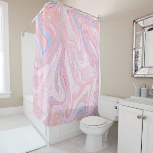 Elegant colorful pastel pink blue orange marble shower curtain