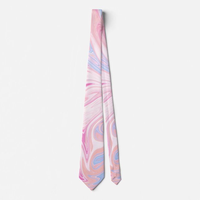 Elegant colorful pastel pink blue orange marble tie (Front)