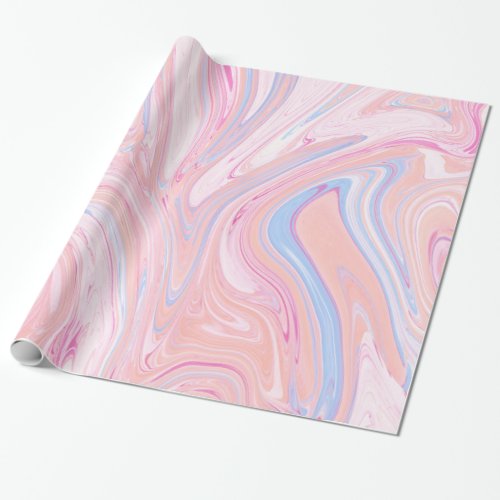 Elegant colorful pastel pink blue orange marble wrapping paper
