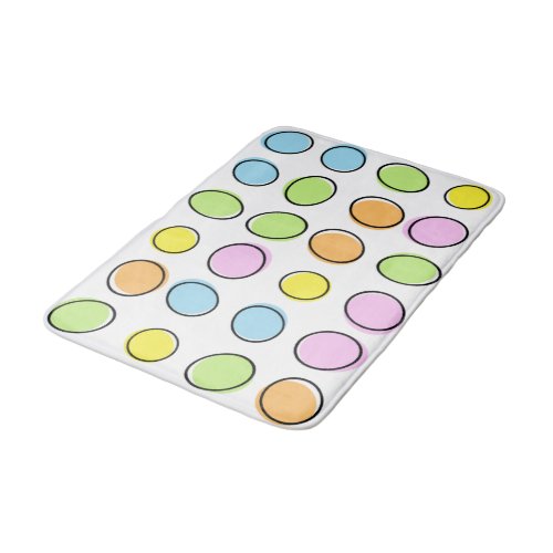 Elegant Colorful Pastel Retro Ovals Pattern Bath Mat