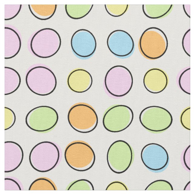 Elegant Colorful Pastel Retro Ovals Pattern Fabric (Close Up)
