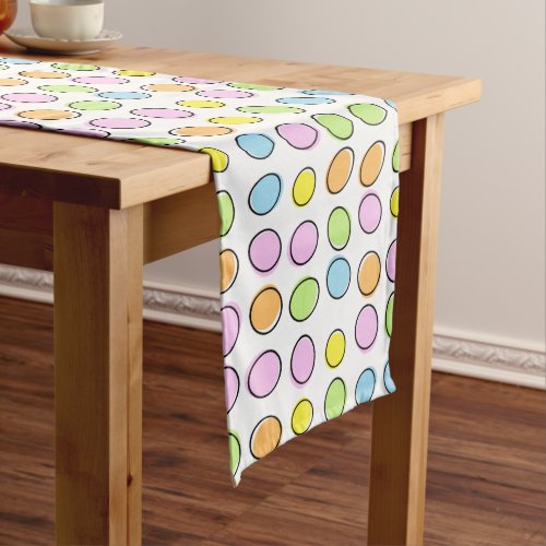 Elegant Colorful Pastel Retro Ovals Pattern Long Table Runner