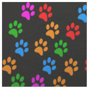 Elegant Colorful Paw Print Fabric
