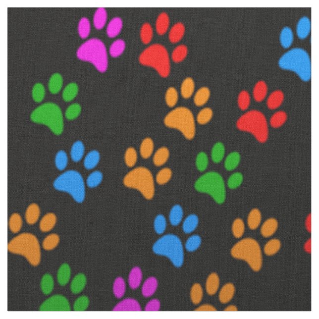 Elegant Colorful Paw Print Fabric (Close Up)