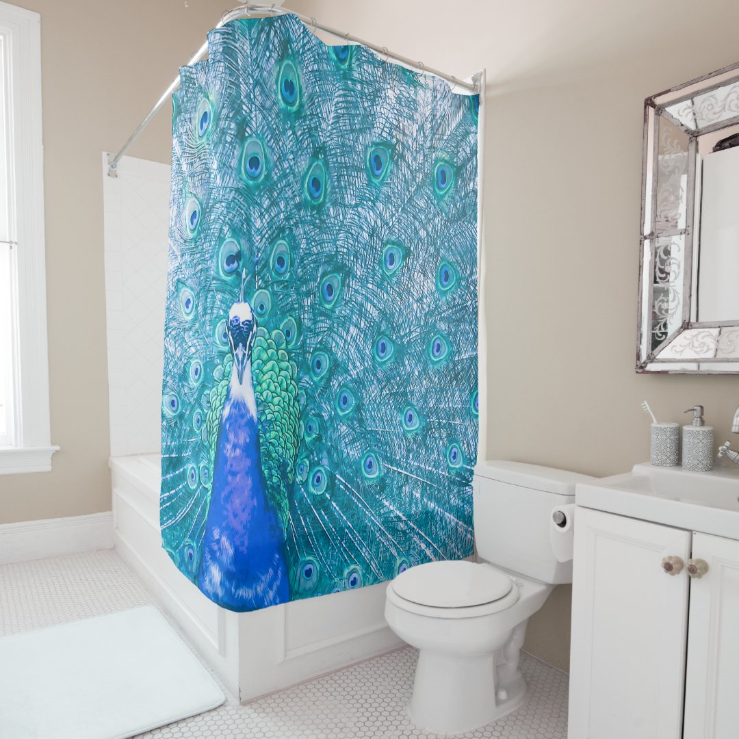 Elegant Colorful Peacock Artwork Shower Curtain Zazzle