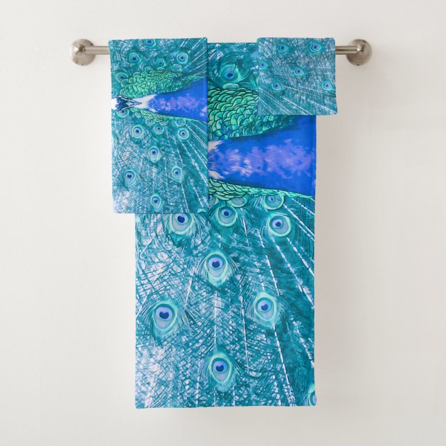 Elegant Colorful Peacock Artwork | Towel Set (Insitu)