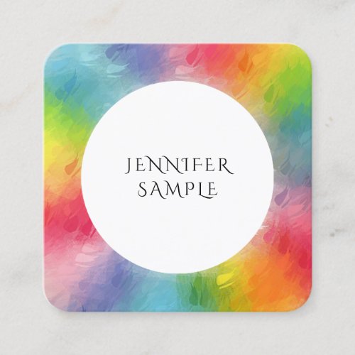 Elegant Colorful Personalized Abstract Template Square Business Card