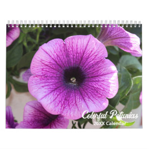 Elegant Colorful Petunias Botanical Calendar