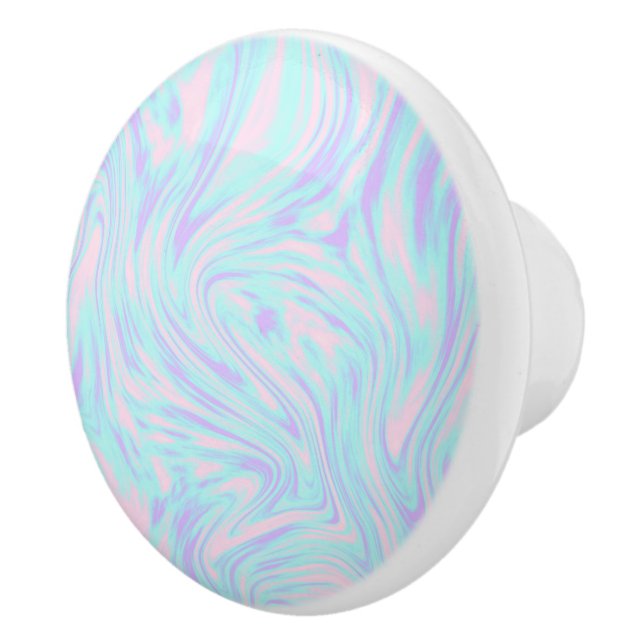 elegant colorful pink blue purple white marble ceramic knob (Right)