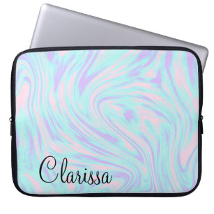 elegant colorful pink blue purple white marble laptop sleeve