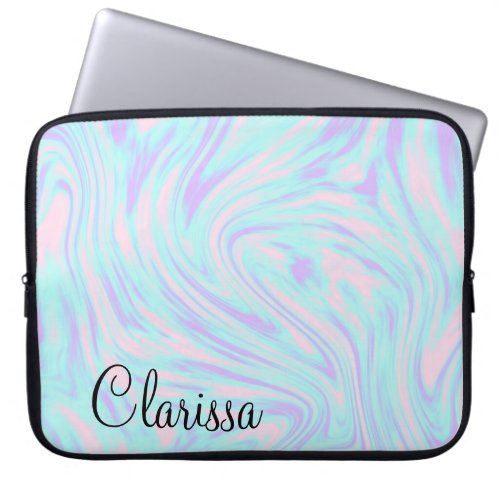 elegant colorful pink blue purple white marble laptop sleeve