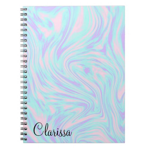 elegant colorful pink blue purple white marble notebook