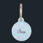 elegant colorful pink blue purple white marble pet name tag<br><div class="desc">Beautiful candy colors and elegant marble look.</div>