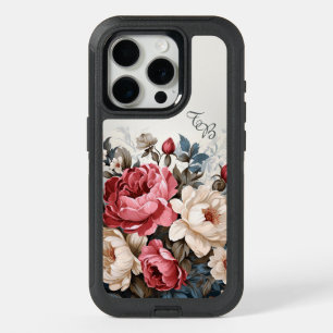 Elegant Colorful Pink Roses w/Monogram iPhone 15 Pro Case
