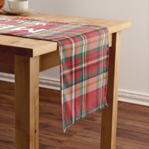 Elegant Colorful Plaid Christmas Family Home Short Table Runner