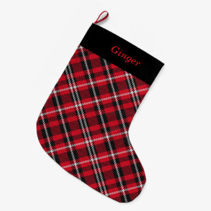 Elegant Colorful Plaid Personalized Large Christmas Stocking