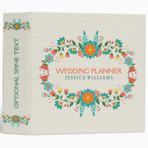 Elegant Colorful Retro Floral Frame Binder