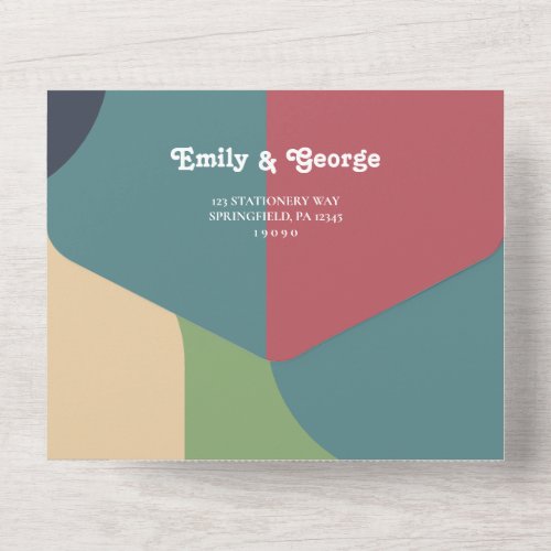 Elegant Colorful Retro Trendy Abstract Wedding All In One Invitation