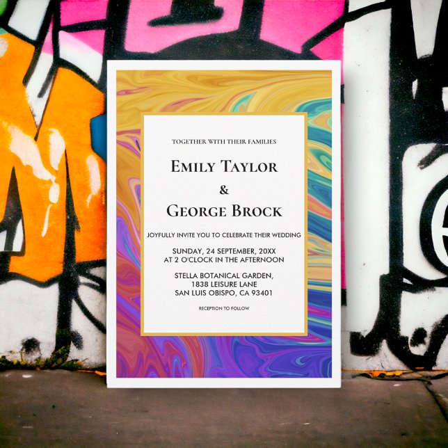 Elegant Colorful Seamless Abstract Modern Wedding Invitation (Creator Uploaded)