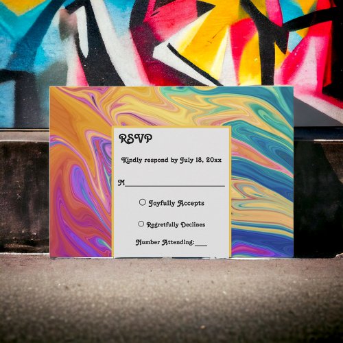 Elegant Colorful Seamless Abstract Modern Wedding RSVP Card