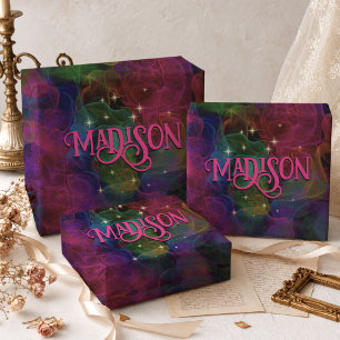 Elegant Colorful Smoke Alcohol Ink Monogram Wrapping Paper Sheets