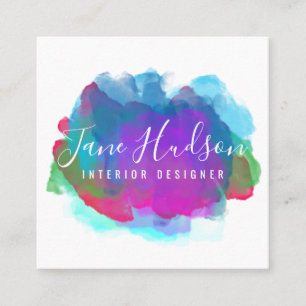 Elegant Colorful Splash Design Square Business Card