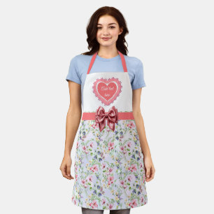 Elegant Colorful Spring Floral Watercolor Pattern Apron