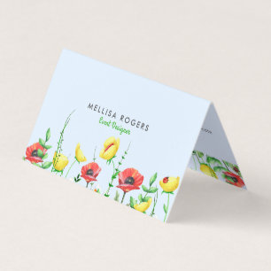 Elegant Colorful Spring Flowers Border 3 Business Card
