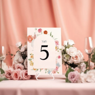 Elegant Colorful Spring Flowers Table Number Card