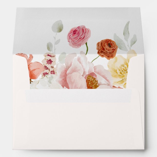 Elegant Colorful Spring Flowers Wedding  Envelope (Back (Bottom))