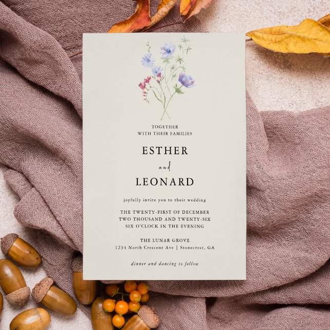 Elegant Colorful Spring Wildflower Wedding  Invitation (Creator Uploaded)
