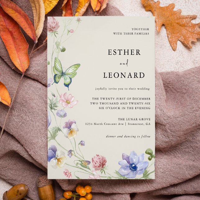 Elegant Colorful Spring Wildflower Wedding  Invitation (Creator Uploaded)