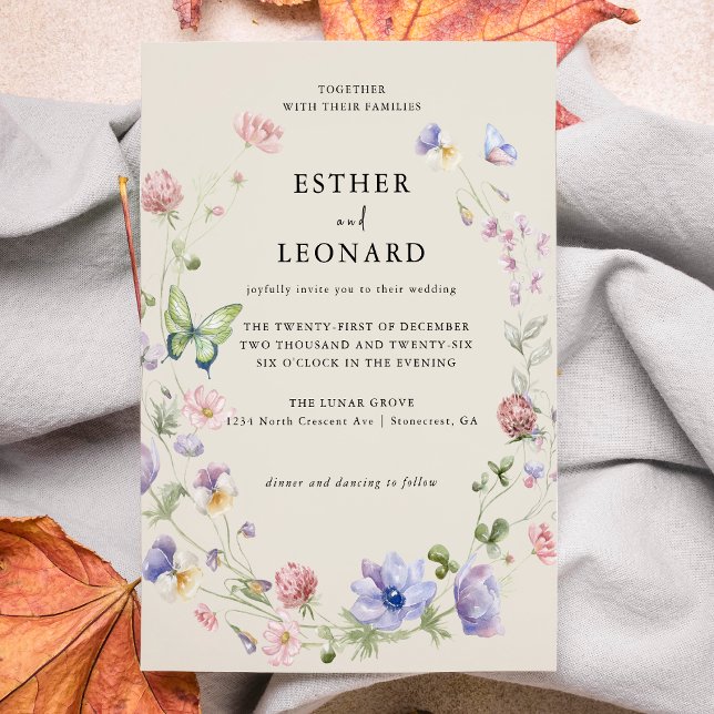 Elegant Colorful Spring Wildflower Wedding  Invitation (Creator Uploaded)