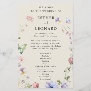Elegant Colorful Spring Wildflower Wedding Program