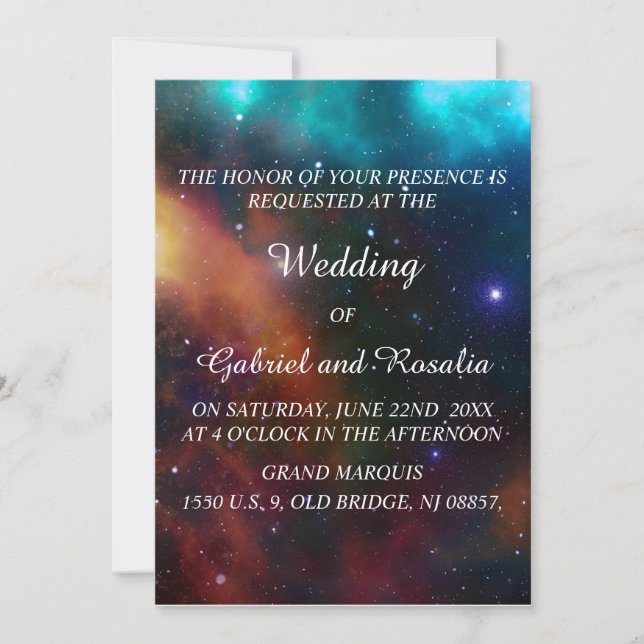 Elegant Colorful Starry Night Sky Wedding Invitation (Front)